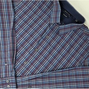 Zachary Prell Button Down Long Sleeve‎ Shirt Men's Size XL Blue Plaid Stretch